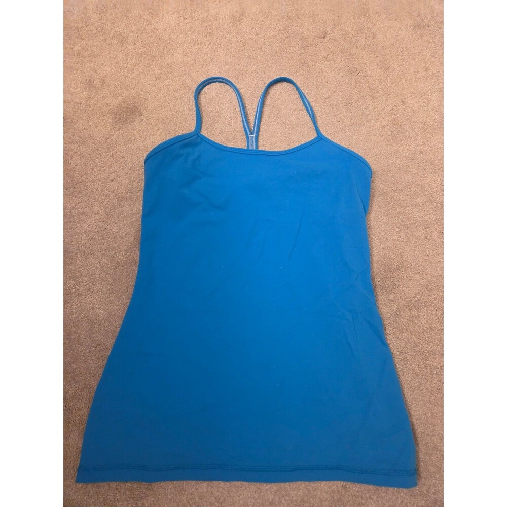 Lululemon Power Y Tank Bright Blue w/ Shelf Bra & Racerback Straps Size 8